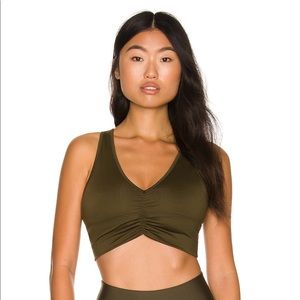 Alo Wild Thing Bra in dark olive size small